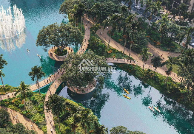 Tổng thể cầu đi bộ bắt qua kênh tại chung cư Global City