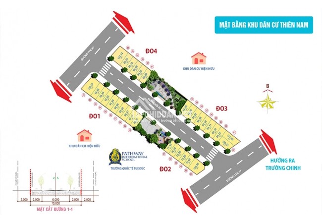 Kích thước phân lô dự án đất nền Thiên Nam Residence ra sao ?