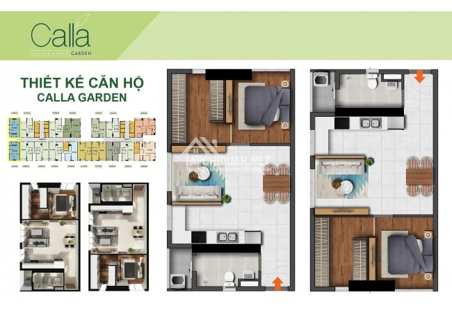 Căn hộ 1 phòng ngủ Calla Garden