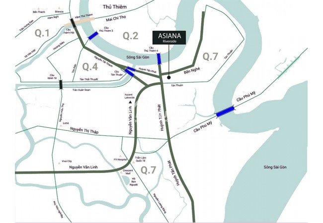 Vị trí chiến lược dự án căn hộ Asiana Riverside Quận 7