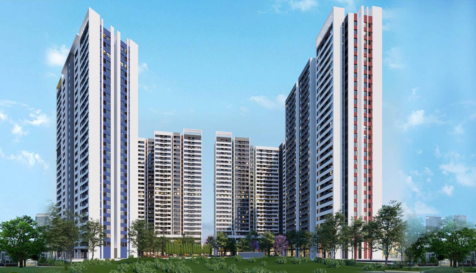 Phối cảnh căn hộ aio city binh tân cao 28 tầng với 2060 căn hộ và 69 căn shophoues
