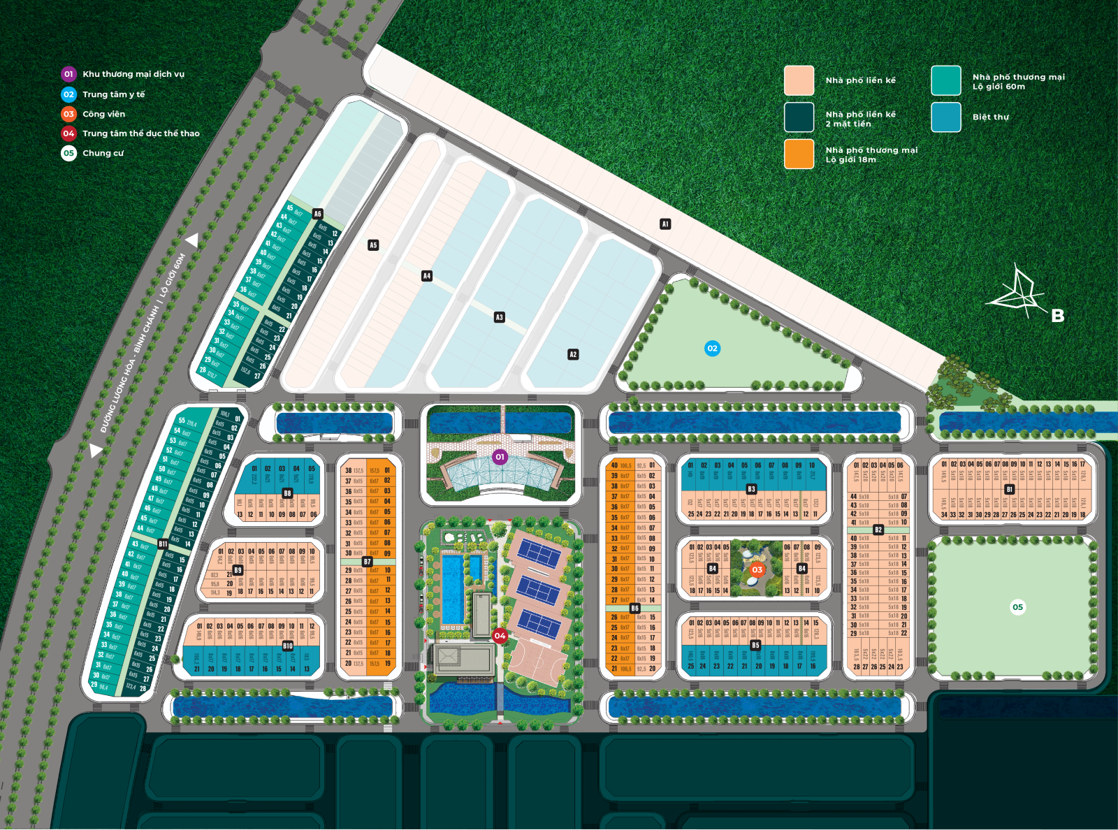 mặt bằng phân khu LA Sol khu đô thị La Home Long An