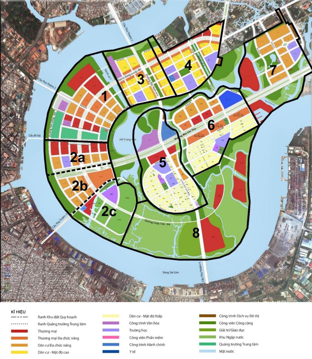 Sơ đồ 4: Các khu chức năng tại Khu đô thị mới Thủ Thiêm năm 2022.