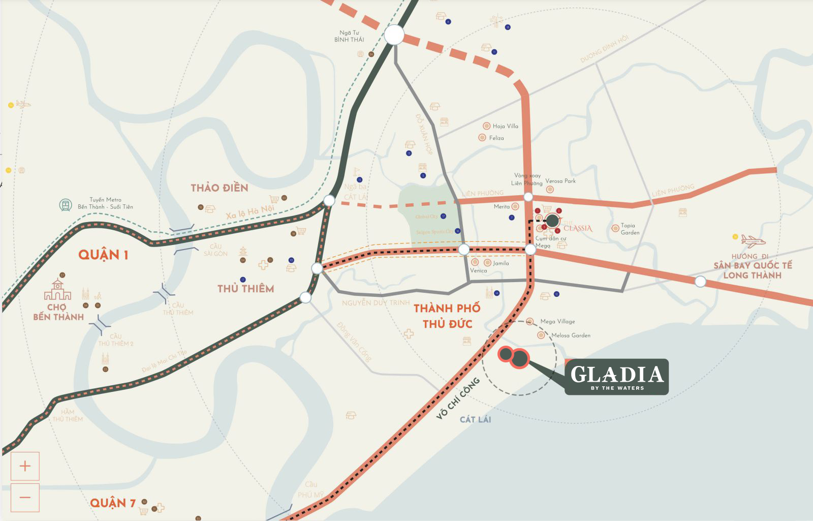 vị trí dự án Gladia Khang Điền