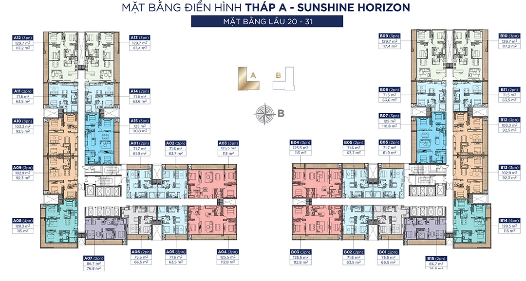 Dự án căn hộ Sunshine Horizon quận 4 - Mặt bằng tầng 20 - tầng 31