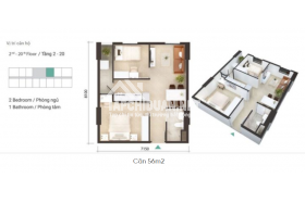 Chính chủ cho thuê căn hộ căn hộ 56m2, 2PN, Imperial Place Q.Bình Tân, giá thuê 5,5 tr/th