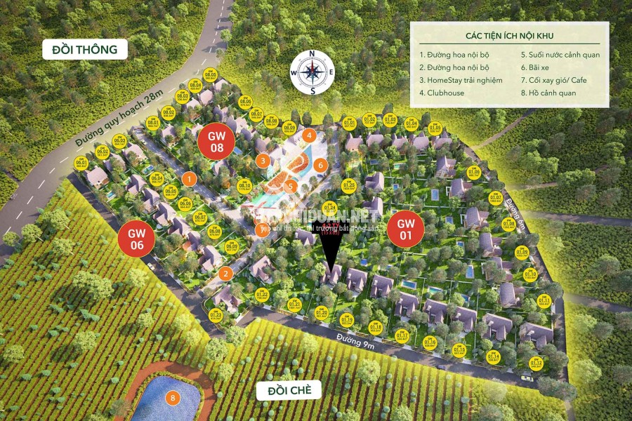 Bán dự án đất nền Khu nghỉ dưởng Bảo Lộc Greenwich lô GW 01 20 diện tích 951 m2 