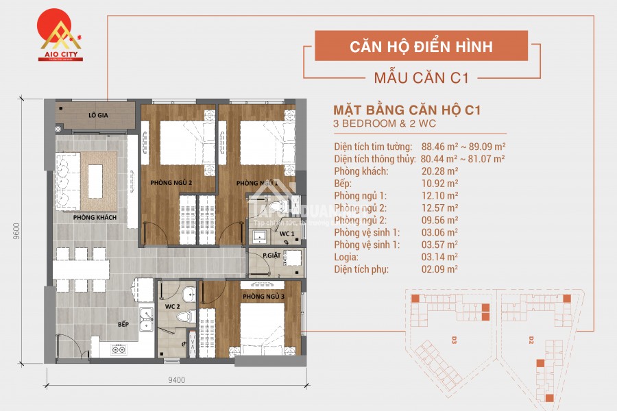 Chuyển nhượng căn hộ Aio city Bình Tân 3 phòng ngủ chệnh lệch 100 triệu