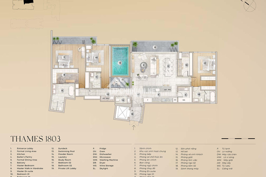 Khách bán 2 căn Penthouses GĐ1 The River Thủ Thiêm, tháp Hudson và Thames.