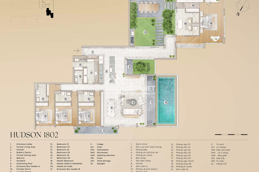 Khách bán 2 căn Penthouses GĐ1 The River Thủ Thiêm, tháp Hudson và Thames.